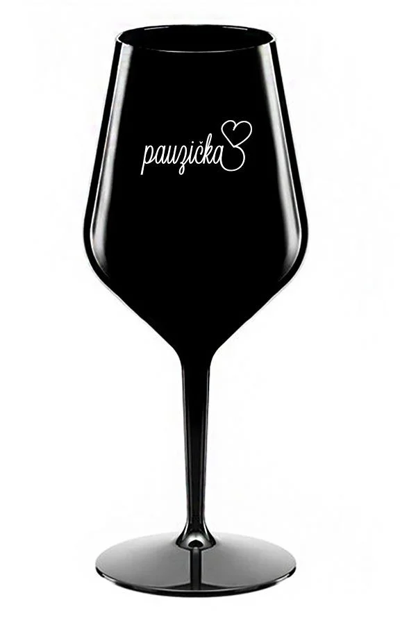 PAUZIČKA - černá nerozbitná sklenice na víno 470 ml