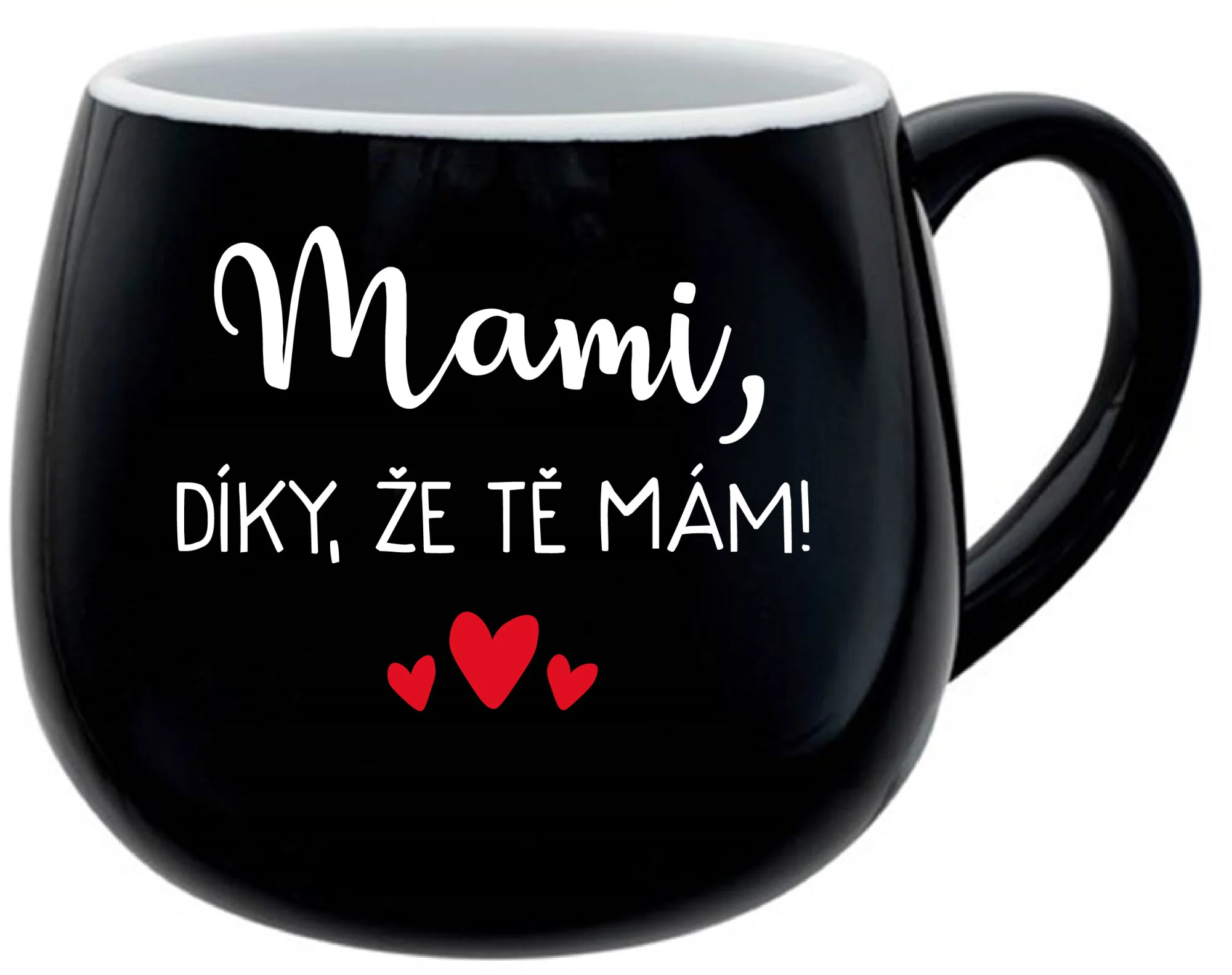 MAMI, DÍKY, ŽE TĚ MÁM! - černý keramický hrníček 300 ml