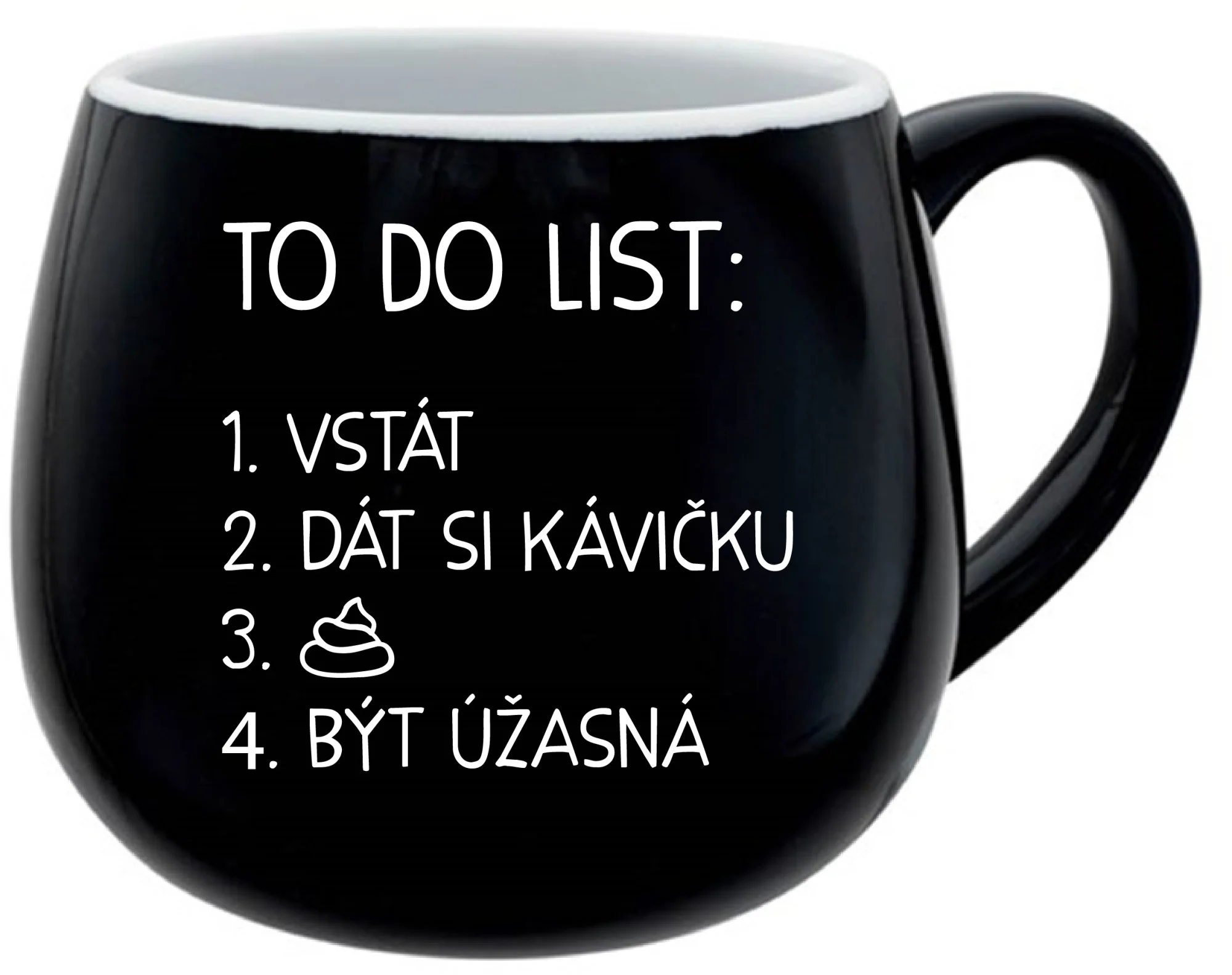 TO DO LIST:  BÝT ÚŽASNÁ - černý keramický hrníček 300 ml