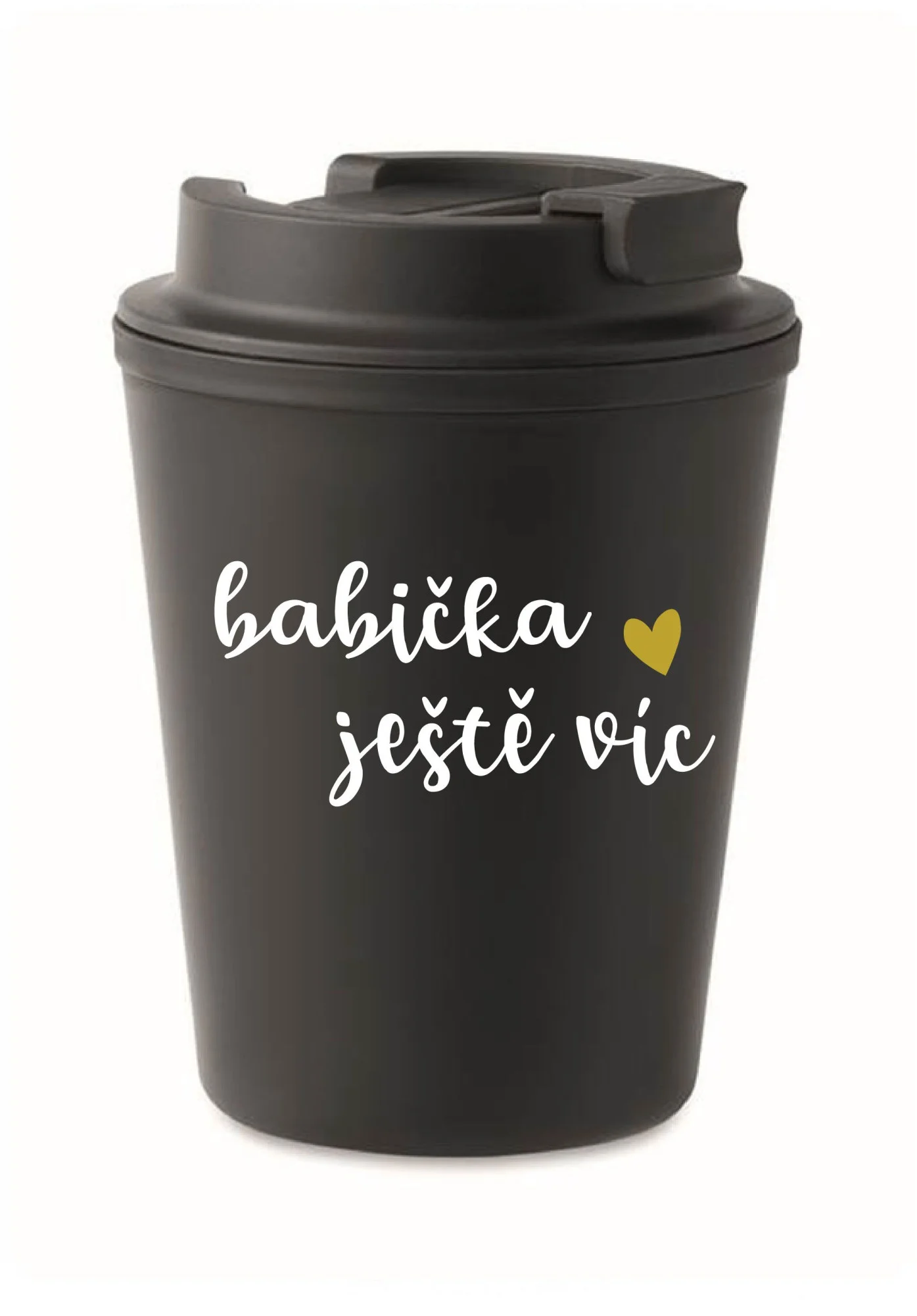 BABIČKA JEŠTĚ VÍC - černý termohrnek 300 ml