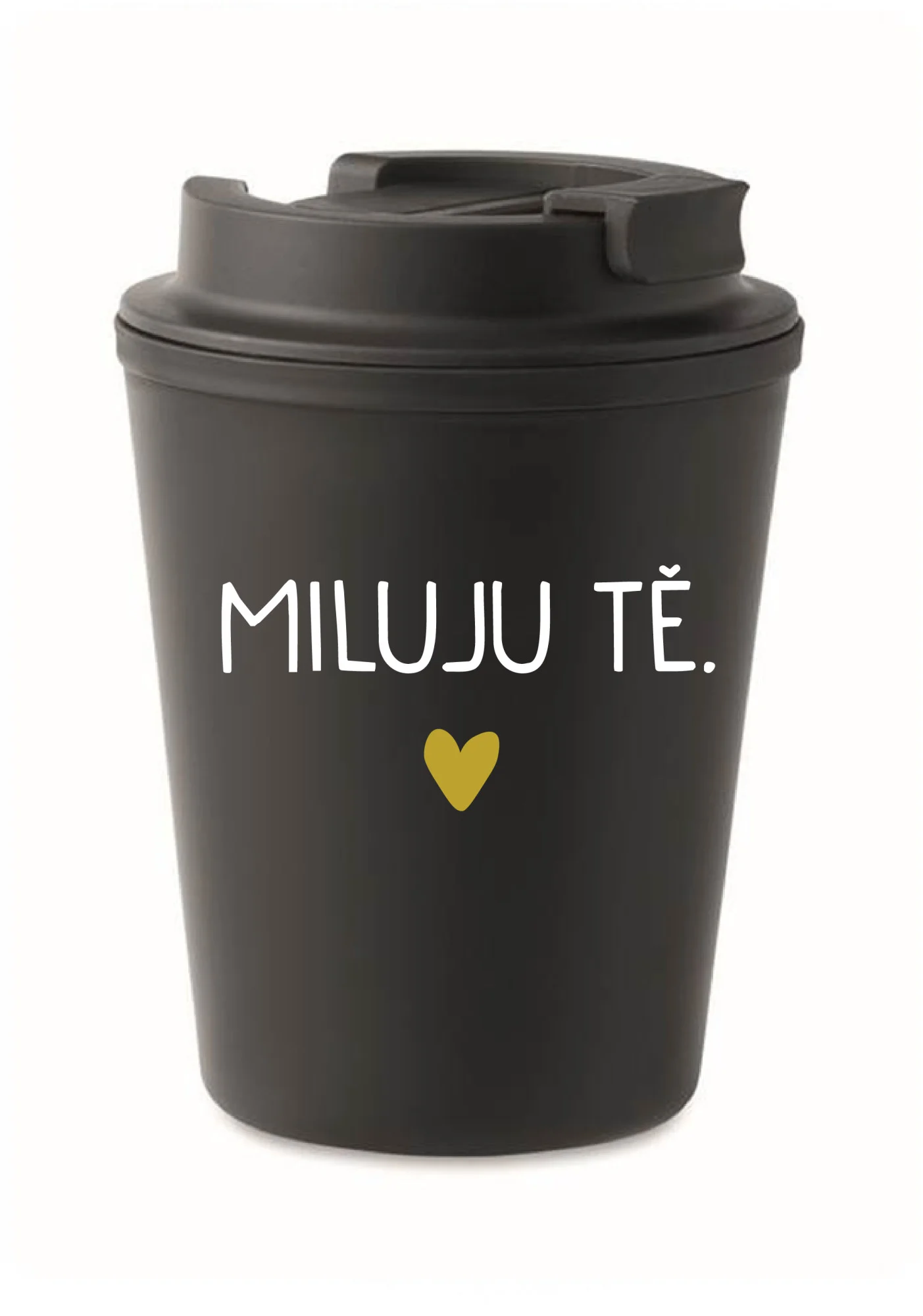 MILUJU TĚ. - černý termohrnek 300 ml