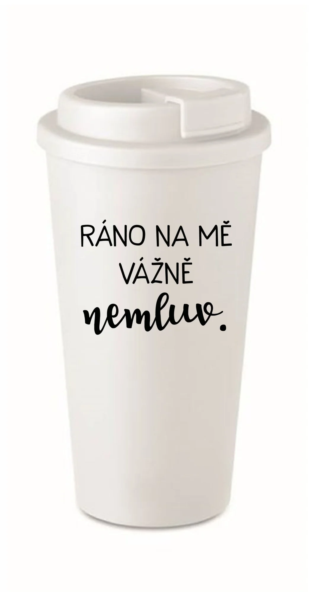 RÁNO NA MĚ VÁŽNĚ NEMLUV. - bílý termohrnek 475 ml