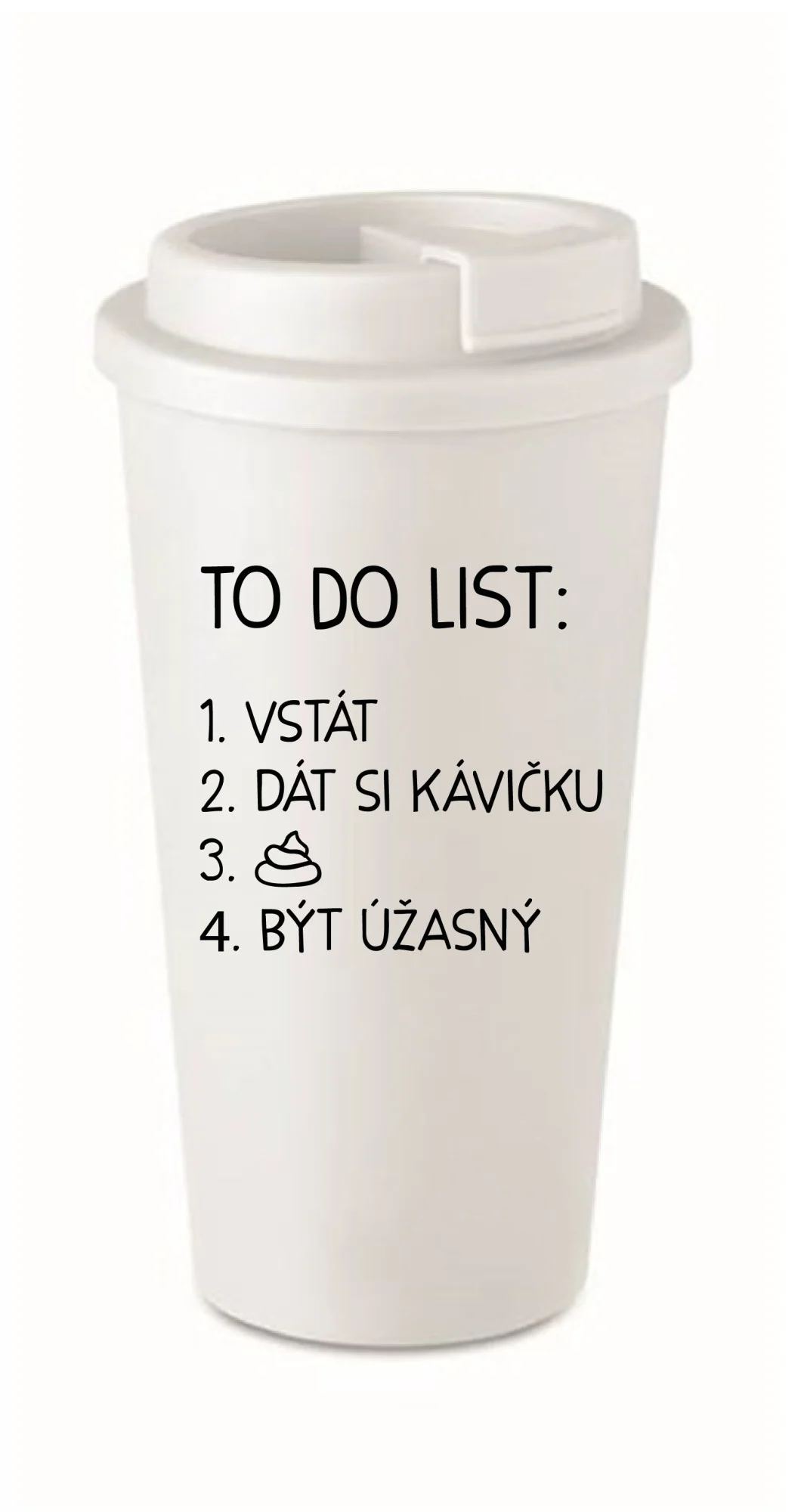 TO DO LIST:  BÝT ÚŽASNÝ - bílý termohrnek 475 ml