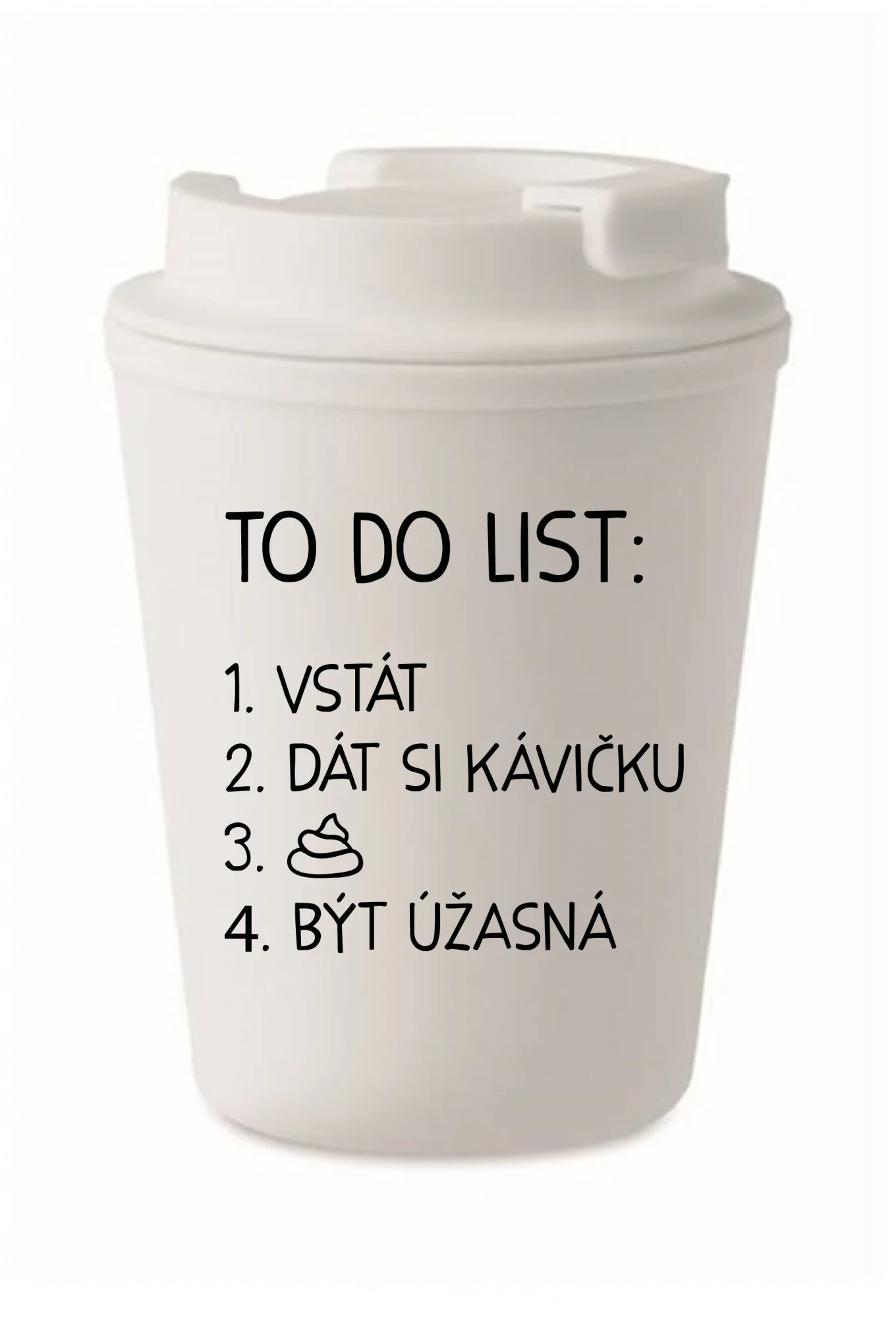 TO DO LIST:  BÝT ÚŽASNÁ - bílý termohrnek 300 ml