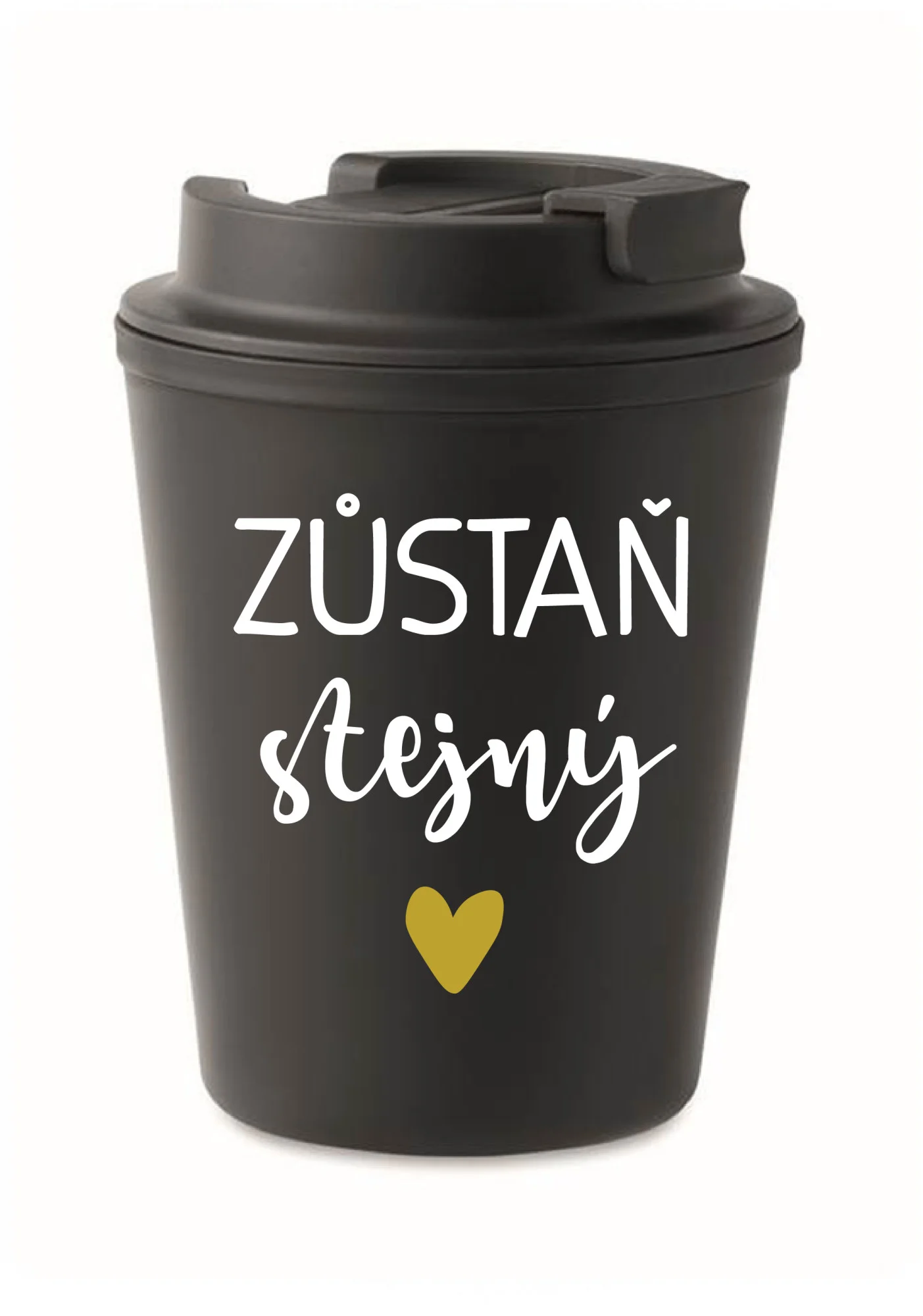 ZŮSTAŇ STEJNÝ - černý termohrnek 300 ml