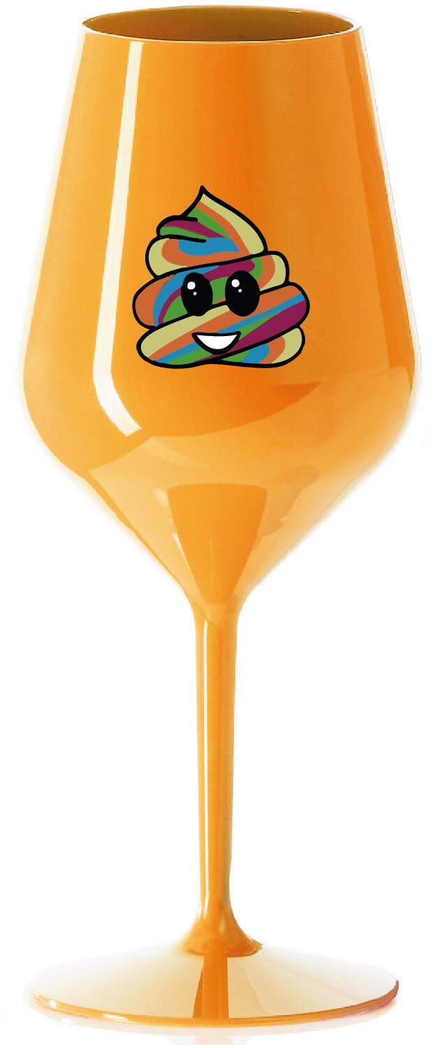 DUHOVÉ VESELÉ EE - oranžová nerozbitná sklenice na víno 470 ml