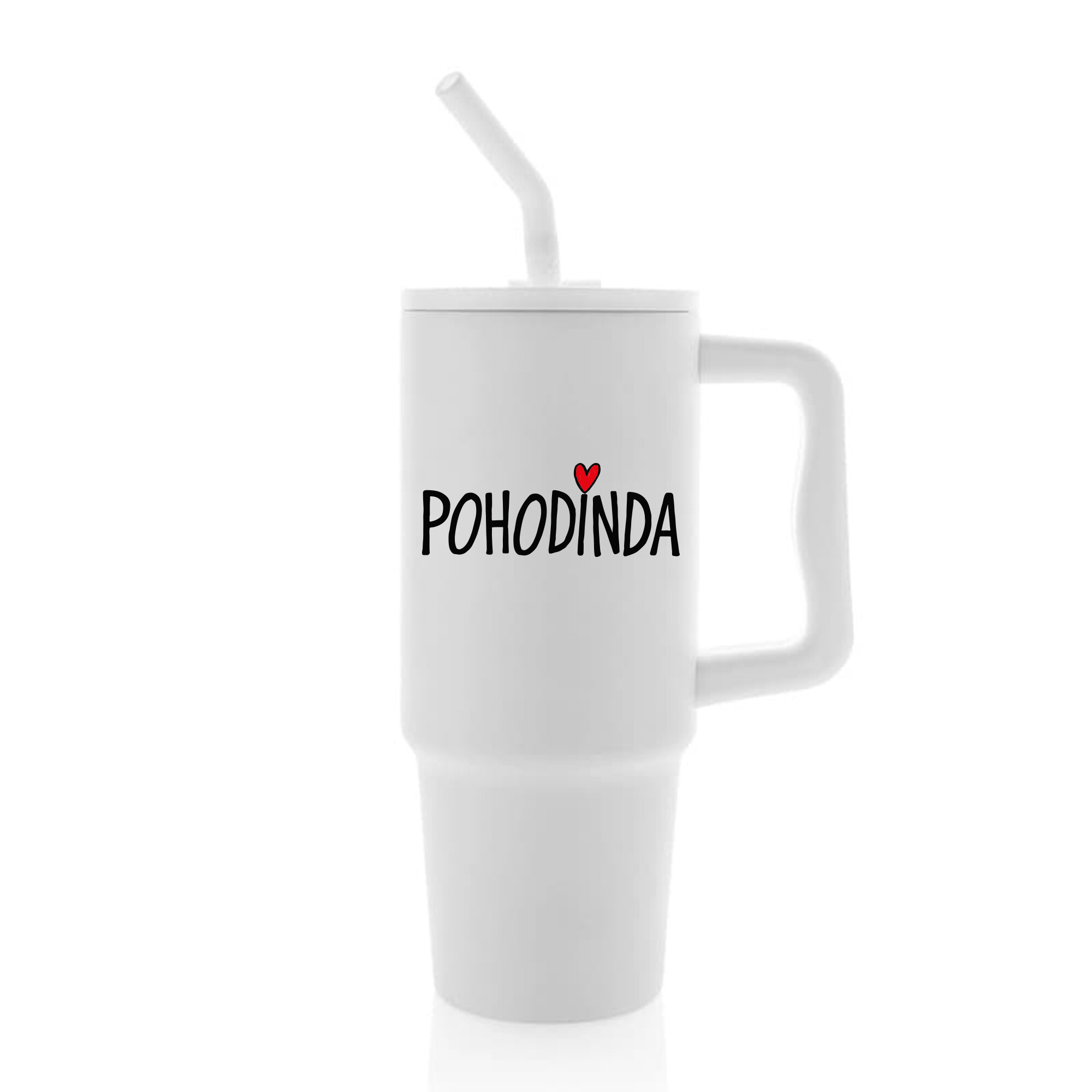 POHODINDA - bílá cestovní termoska s barevným víčkem 900 ml