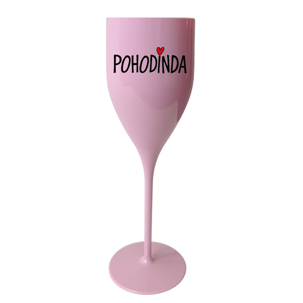 POHODINDA - růžová nerozbitná prosecco sklenice 150 ml
