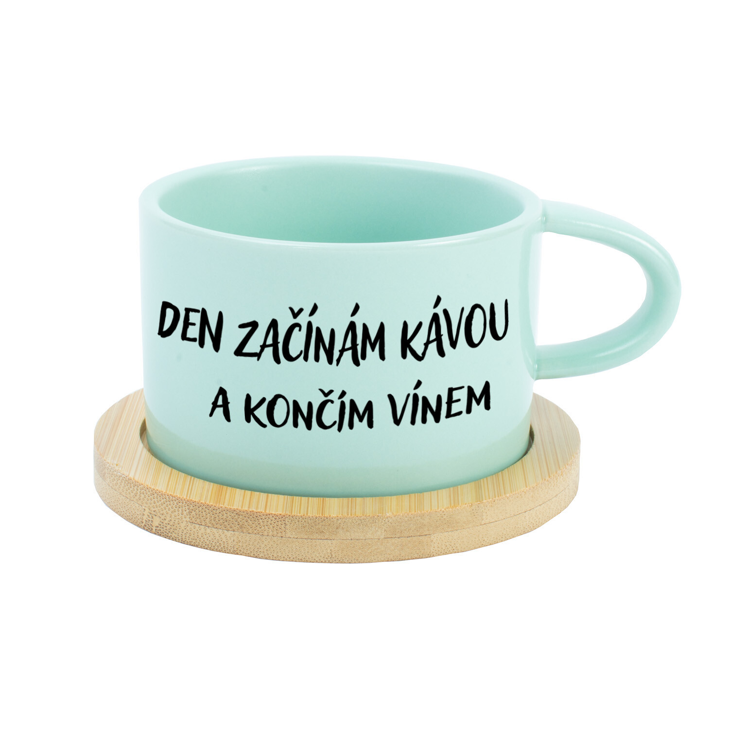 DEN ZAČÍNÁM KÁVOU A KONČÍM VÍNEM - mint hrníček makronka 200 ml