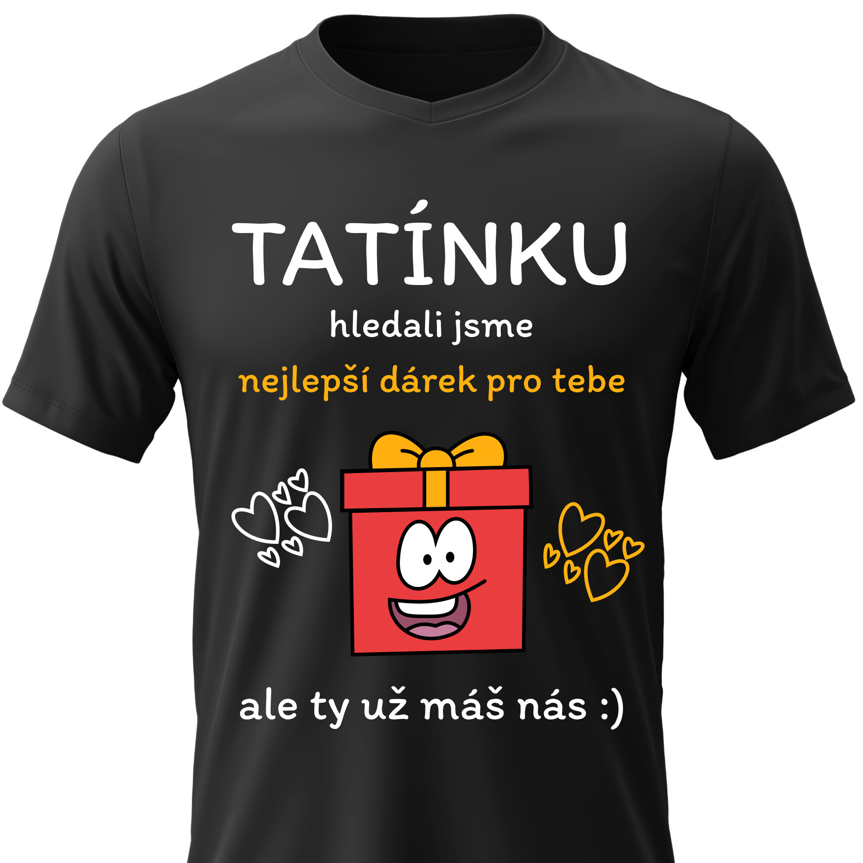 Pánske bavlnené tričko s potlačou - NAJLEPŠÍ DARČEK PRE TATÍNKA - čierne XXL