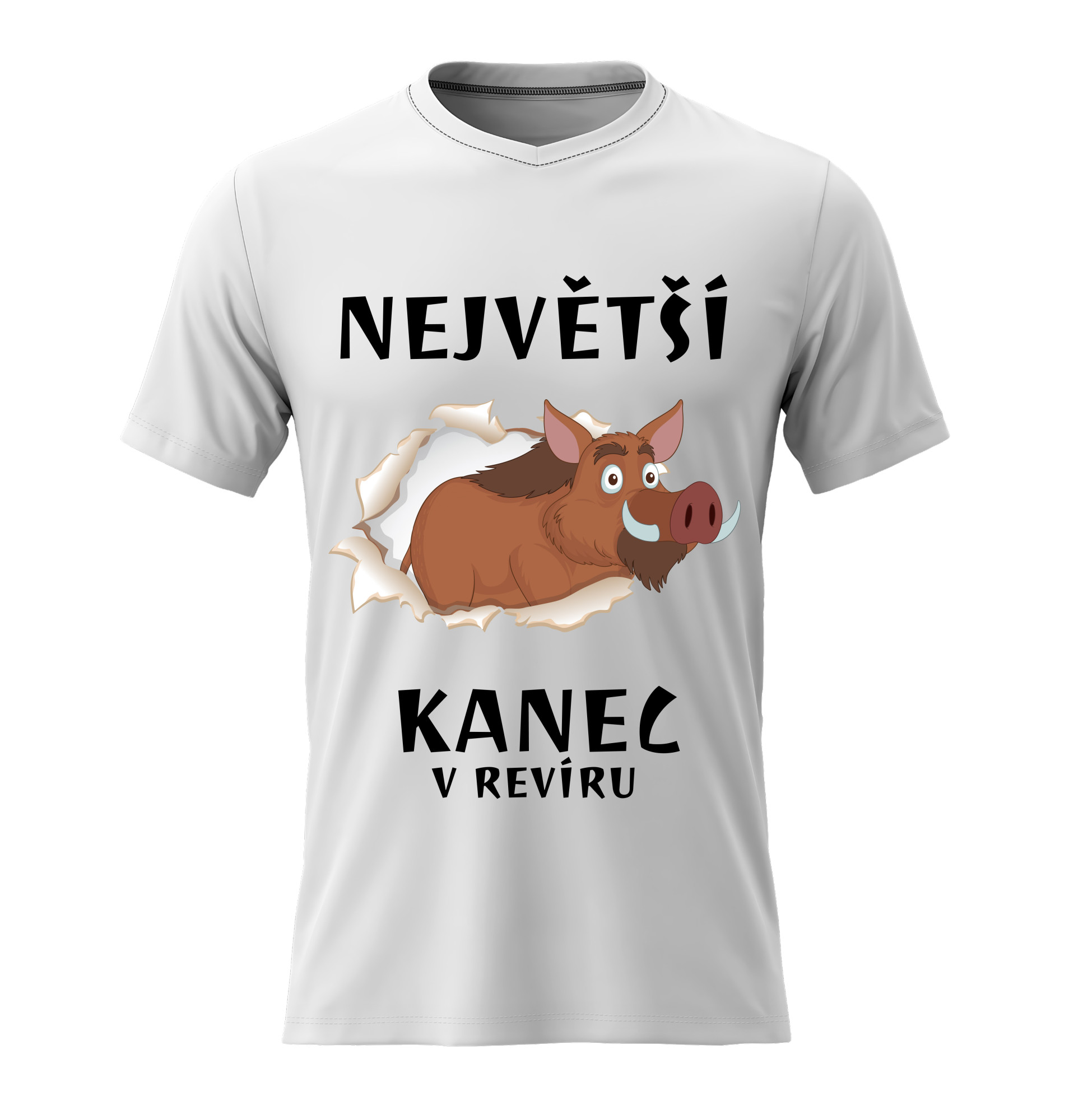Pánské bavlněné tričko s potiskem - NEJVĚTŠÍ KANEC - bílé L