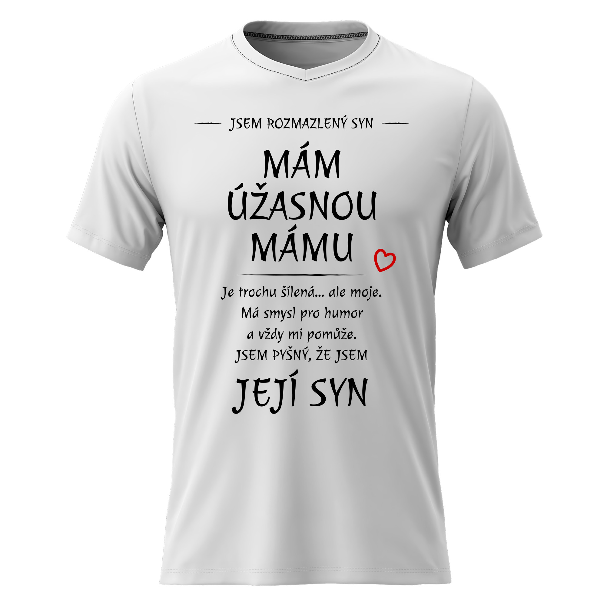 Pánské bavlněné tričko s potiskem - MÁM ÚŽASNOU MÁMU - bílé  Velikost: XL