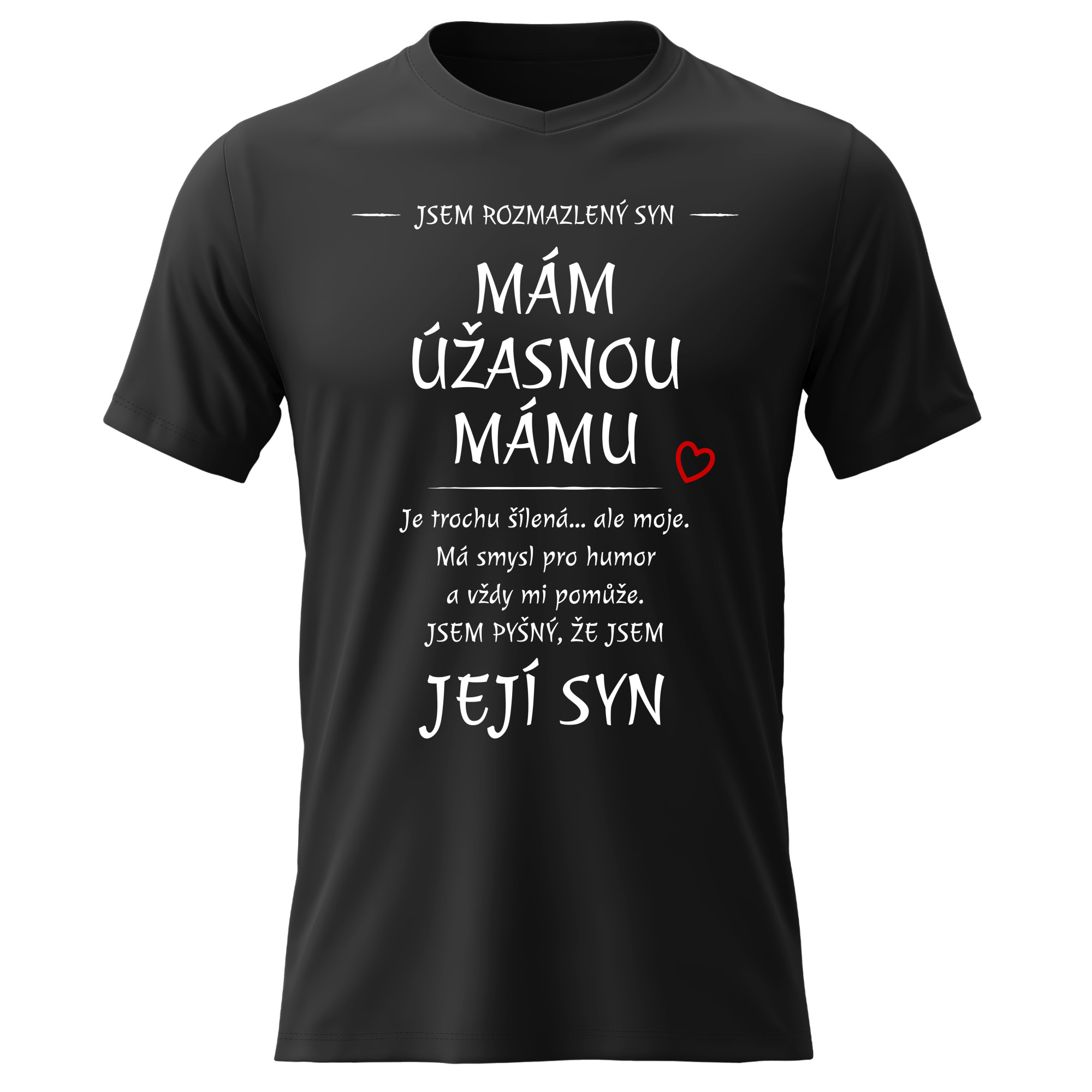 Pánské bavlněné tričko s potiskem - MÁM ÚŽASNOU MÁMU - černé Velikost: XL