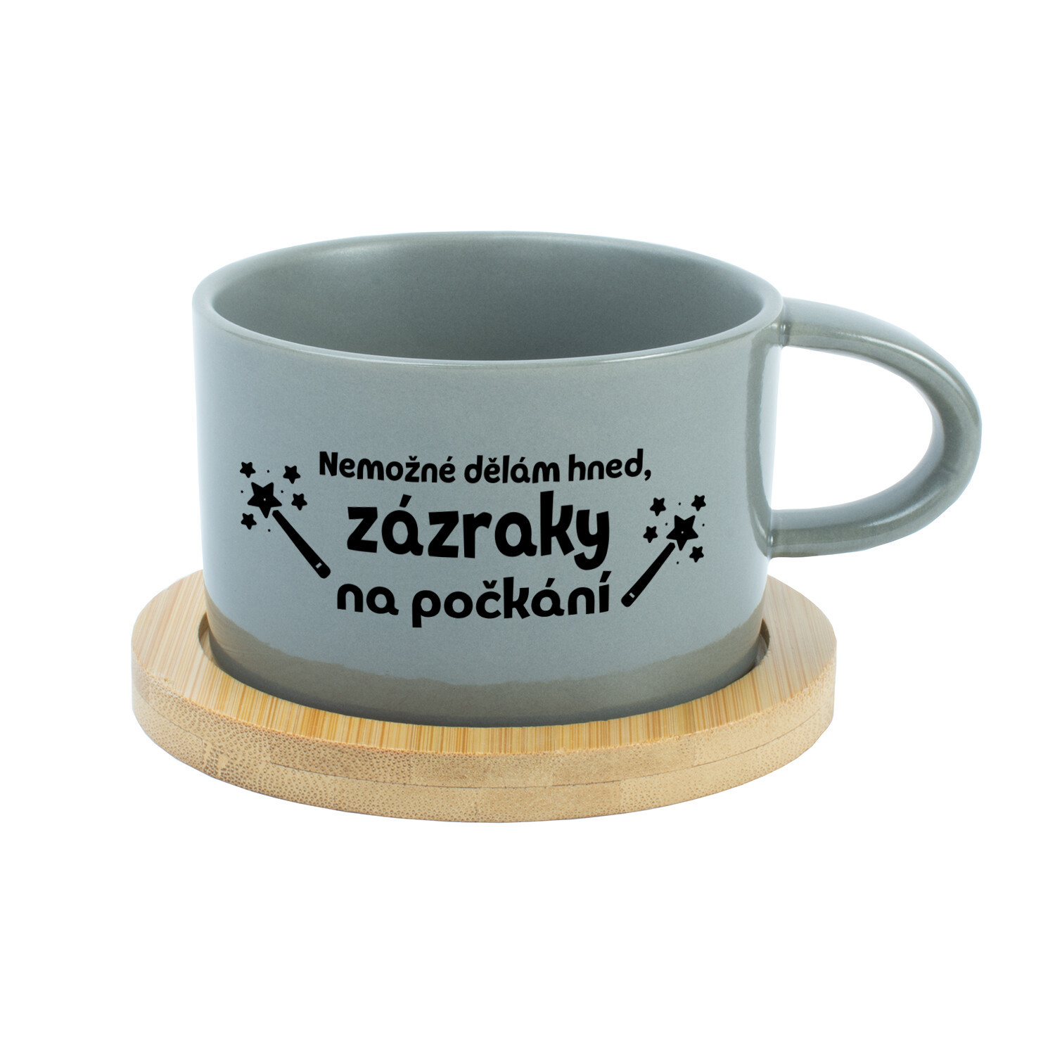 I CAN'T DO IT NOW, I CAN'T WAIT - šedý pohár na makrónky 200 ml