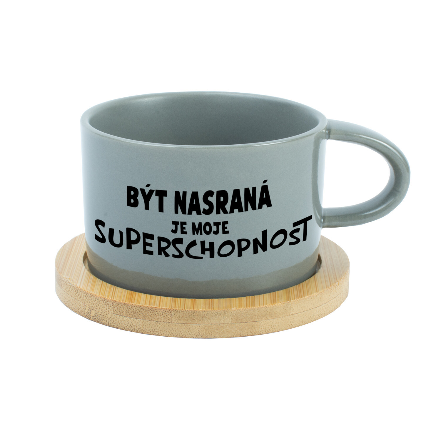 Byť naštvaný je moja nadprirodzená vlastnosť - sivý hrnček s makrónkou 200 ml