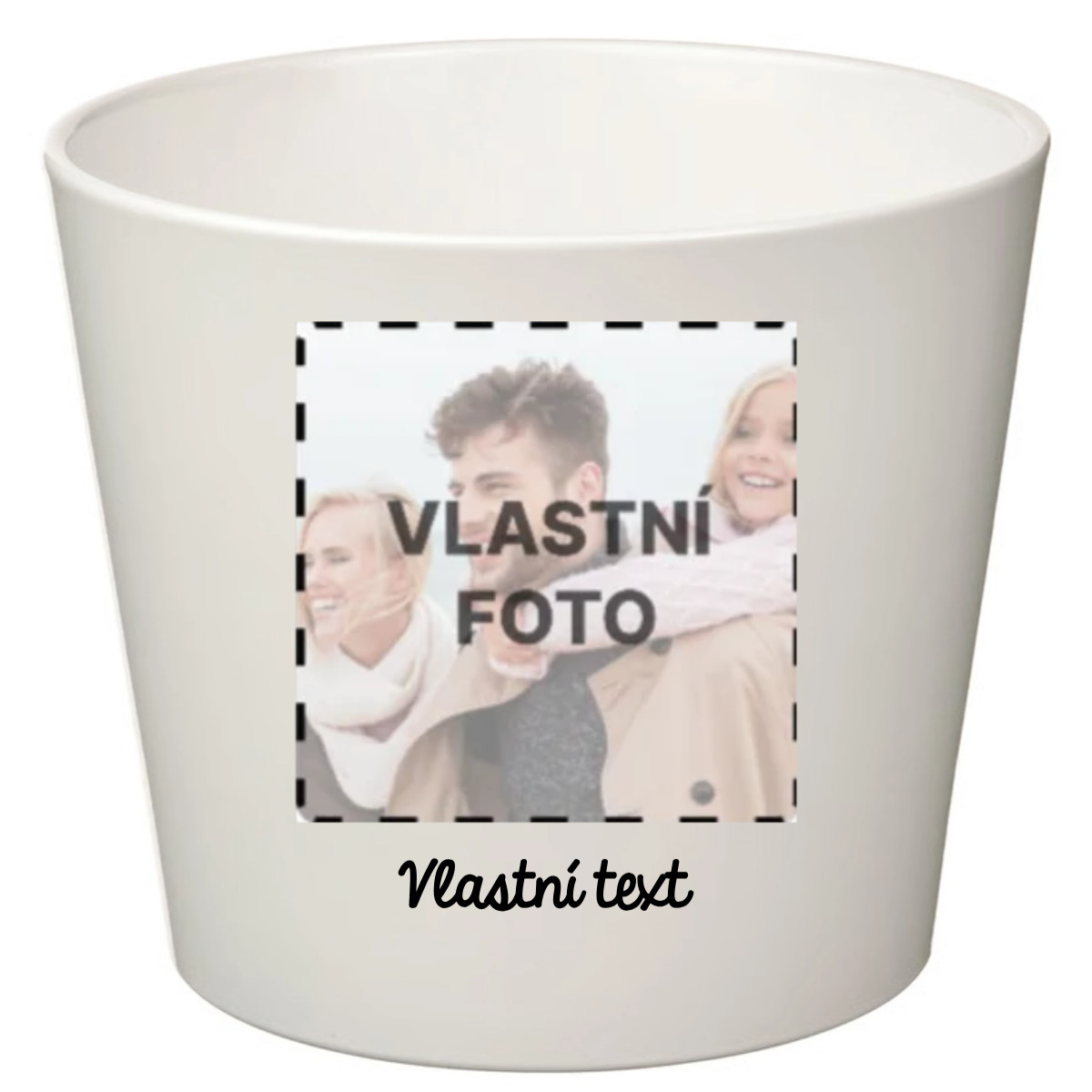 Biely keramický kvetináč s fotografiou - veľký