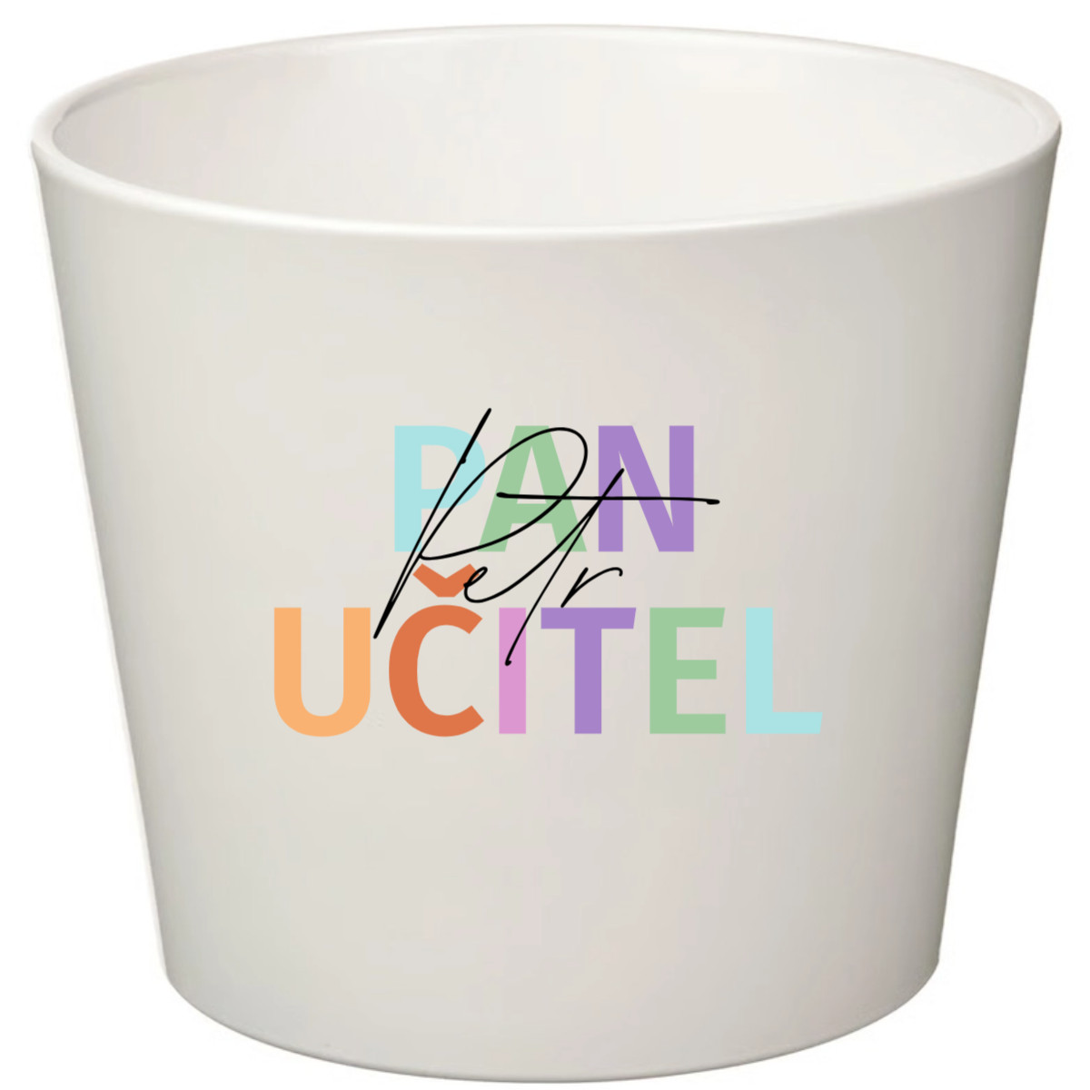 E-shop Bílý keramický květináč pro paní učitelku/pana učitele - velký