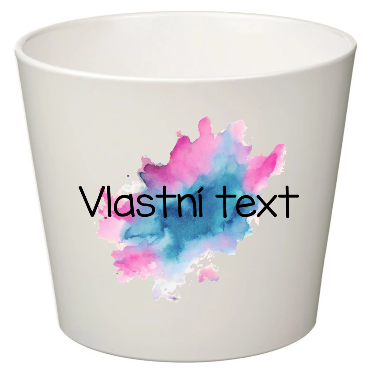 E-shop Bílý keramický květináč s akvarelovým otiskem - velký