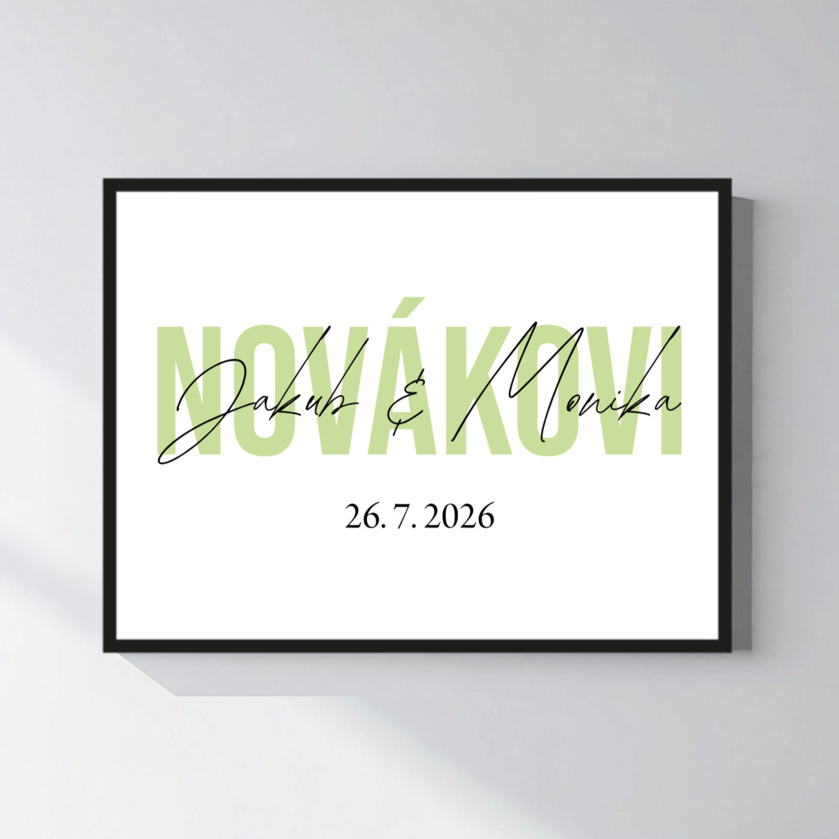 Personalizovaný magický fotoobraz v ráme - štvorec 30x40 - mená novomanželov