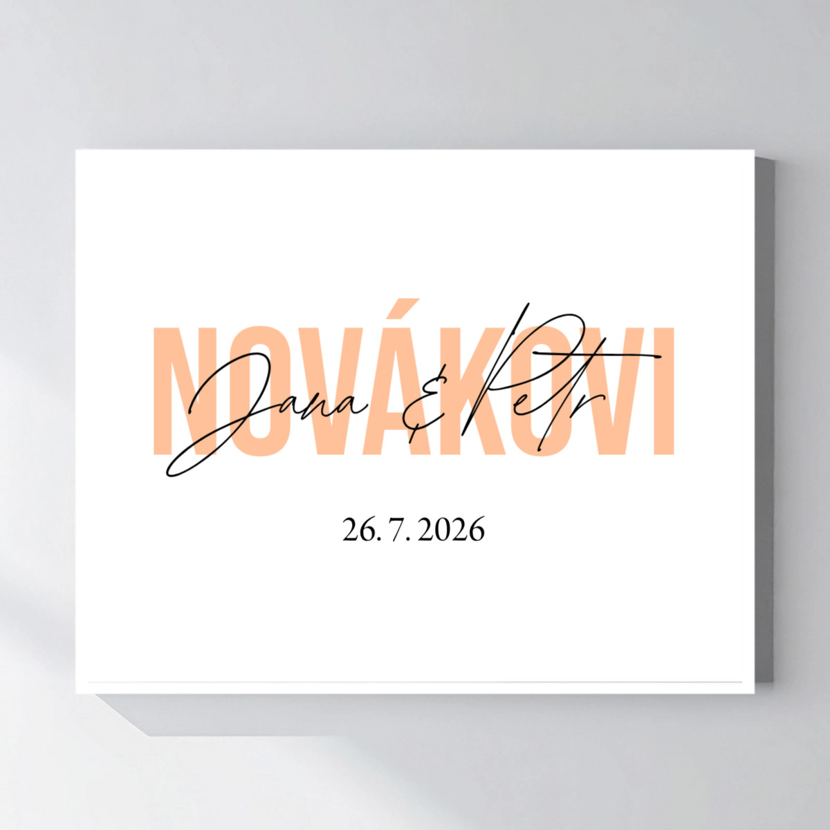 Personalizovaný magický fotoobraz v ráme - štvorec 40x50 - mená novomanželov