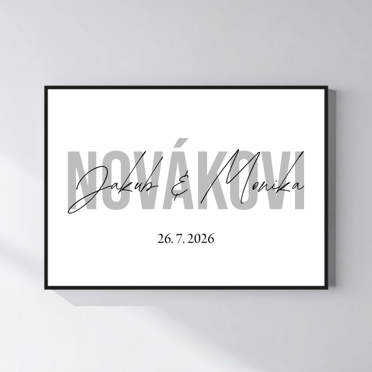Personalizovaný magický fotoobraz v ráme - štvorec 50x70 - mená novomanželov