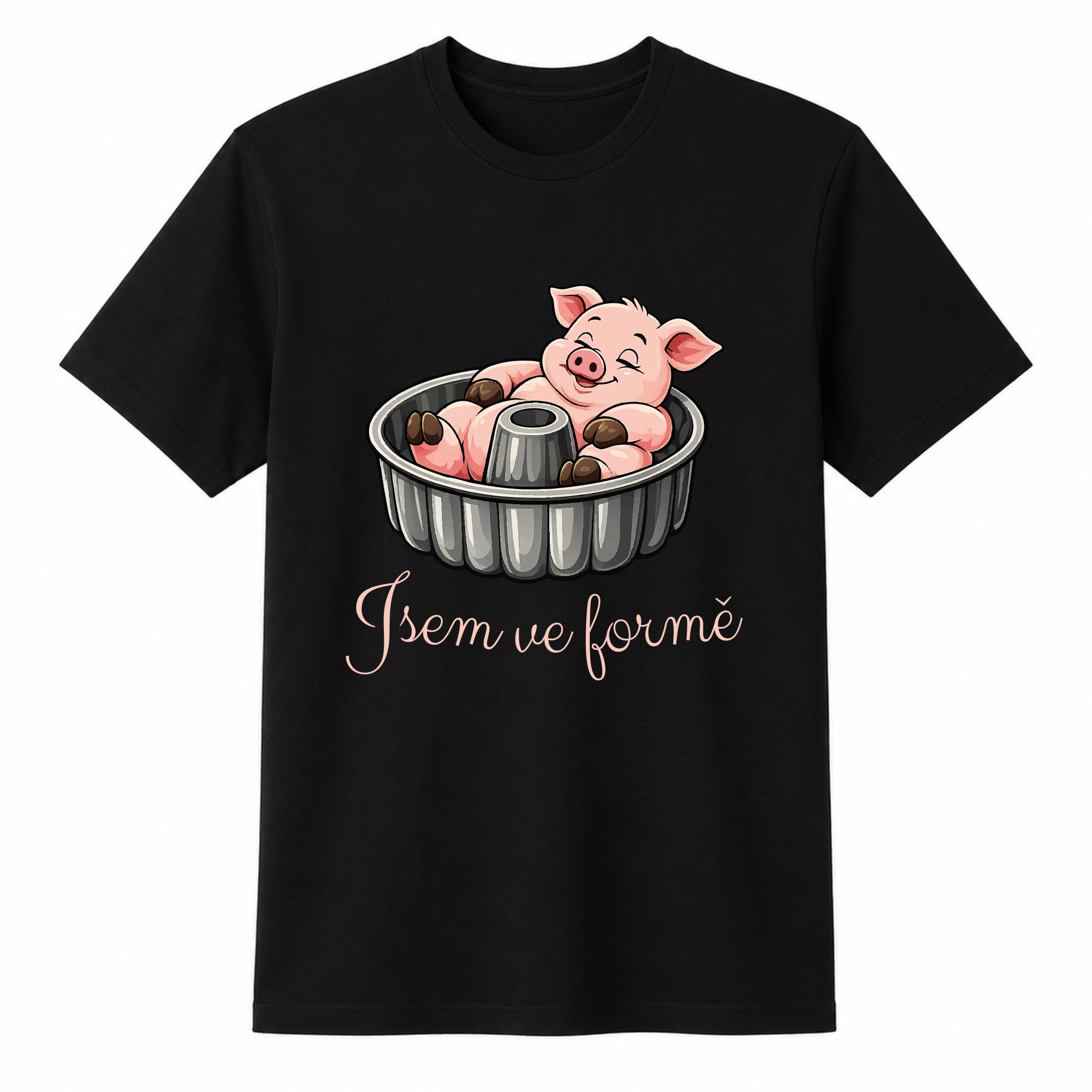 Pánské bavlněné tričko s potiskem - JSEM VE FORMĚ - černé Velikost: 3XL