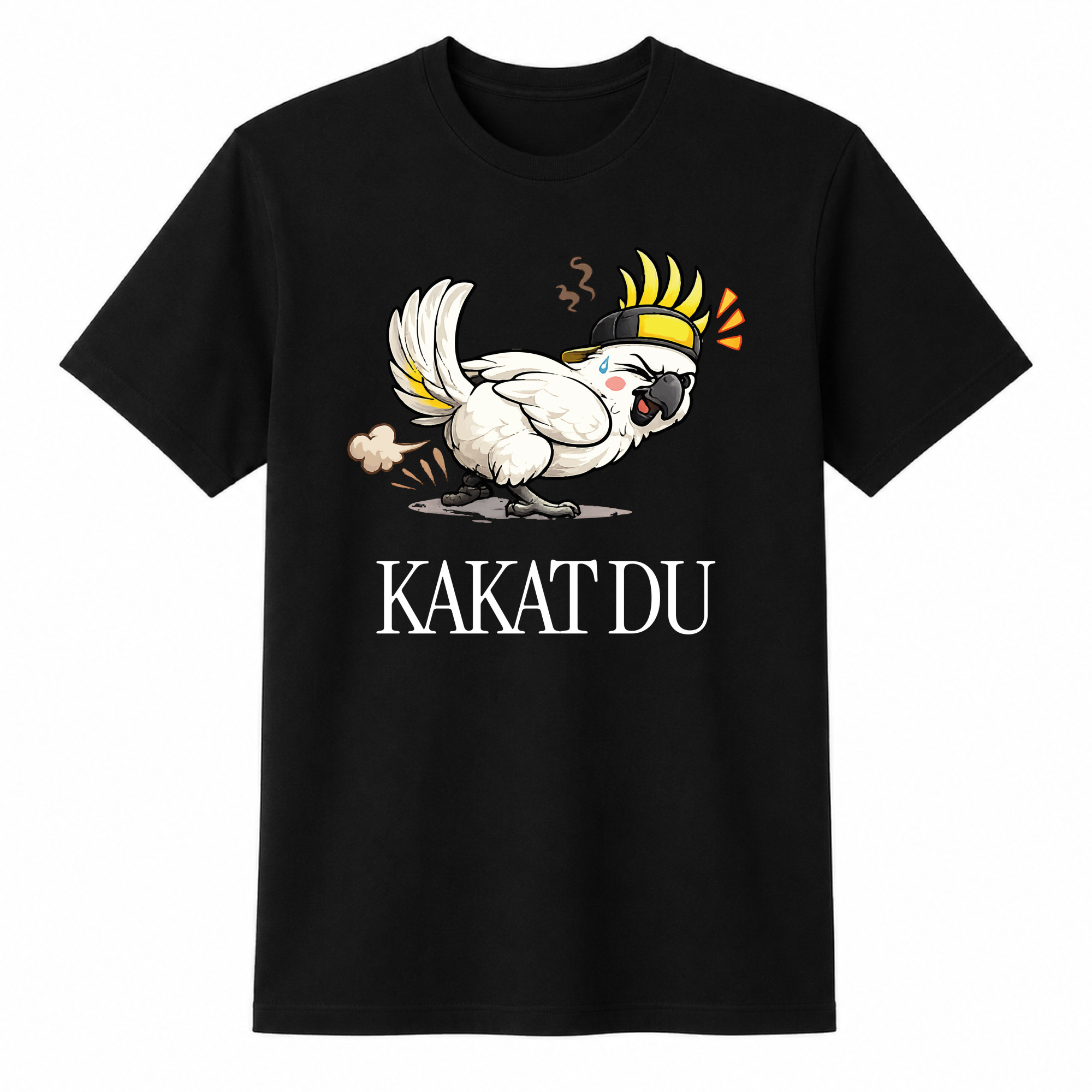 Dámské bavlněné tričko s potiskem - KAKAT DU - černé Velikost: L