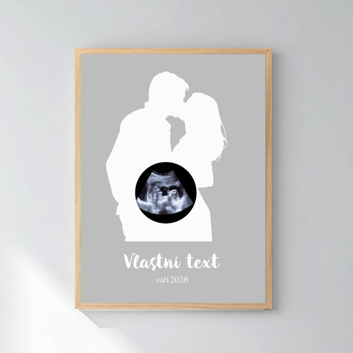 Personalizovaný magický fotoobraz v rámu - čtverec 30x40 - s párem a ultrazvukem