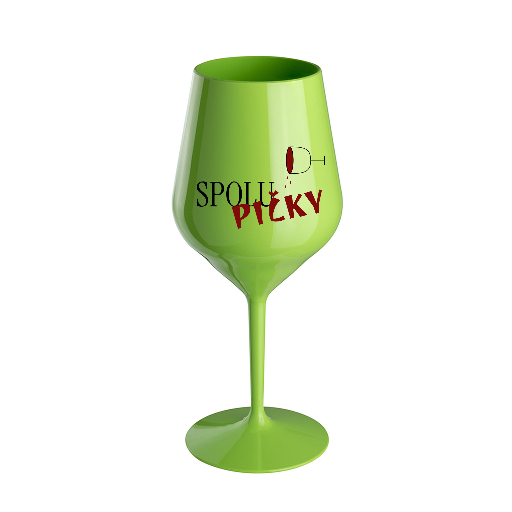 SPOLUPIČKY - zelená nerozbitná sklenice na víno 470 ml