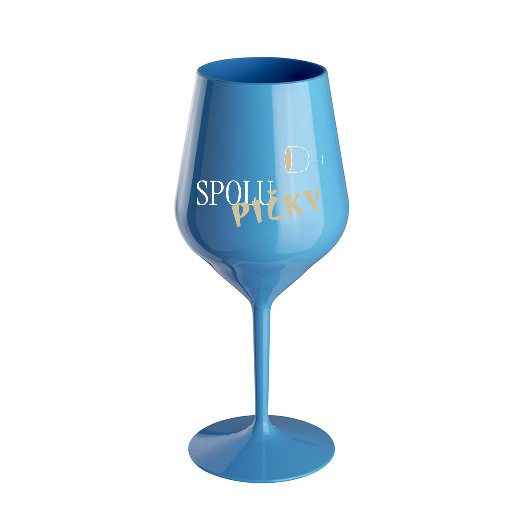 SPOLUPIČKY - modrá nerozbitná sklenice na víno 470 ml