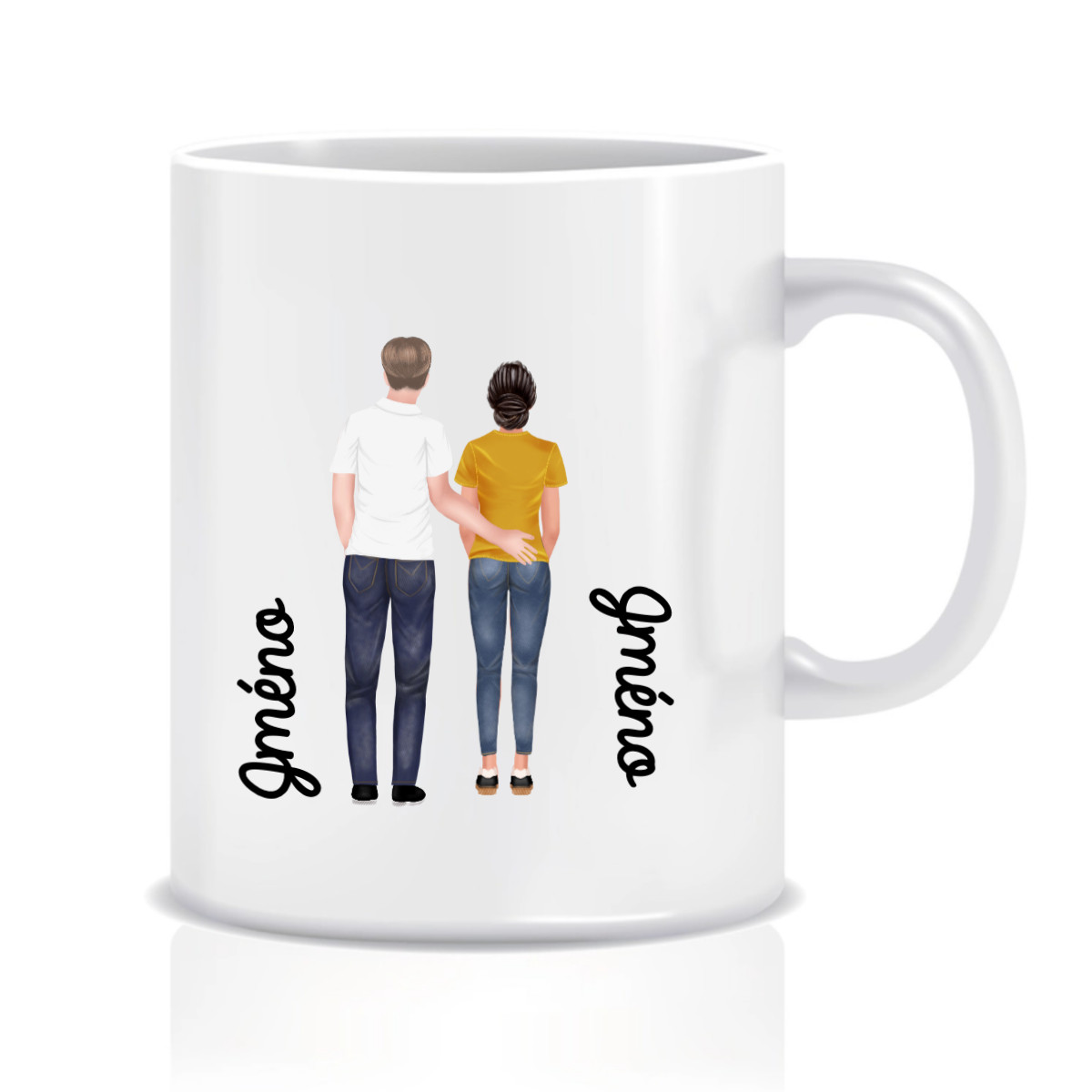 Personalizovaný klasický biely keramický hrnček s objemom 300 ml s párom