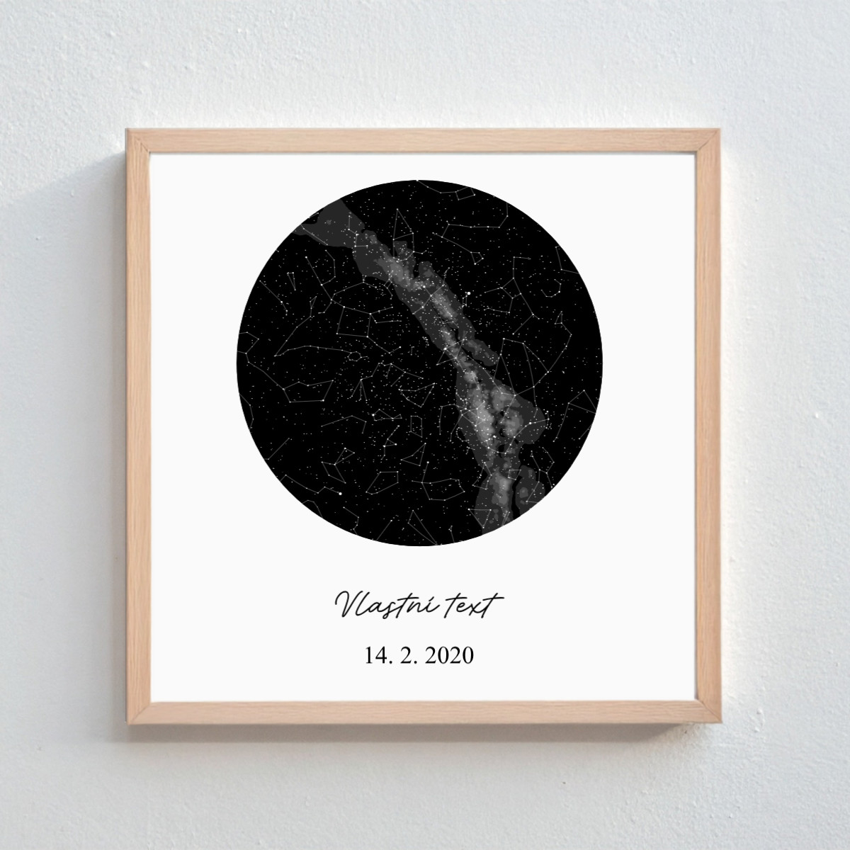 Personalizovaný magický fotorámik – štvorcový 20x20 – hviezdna mapa