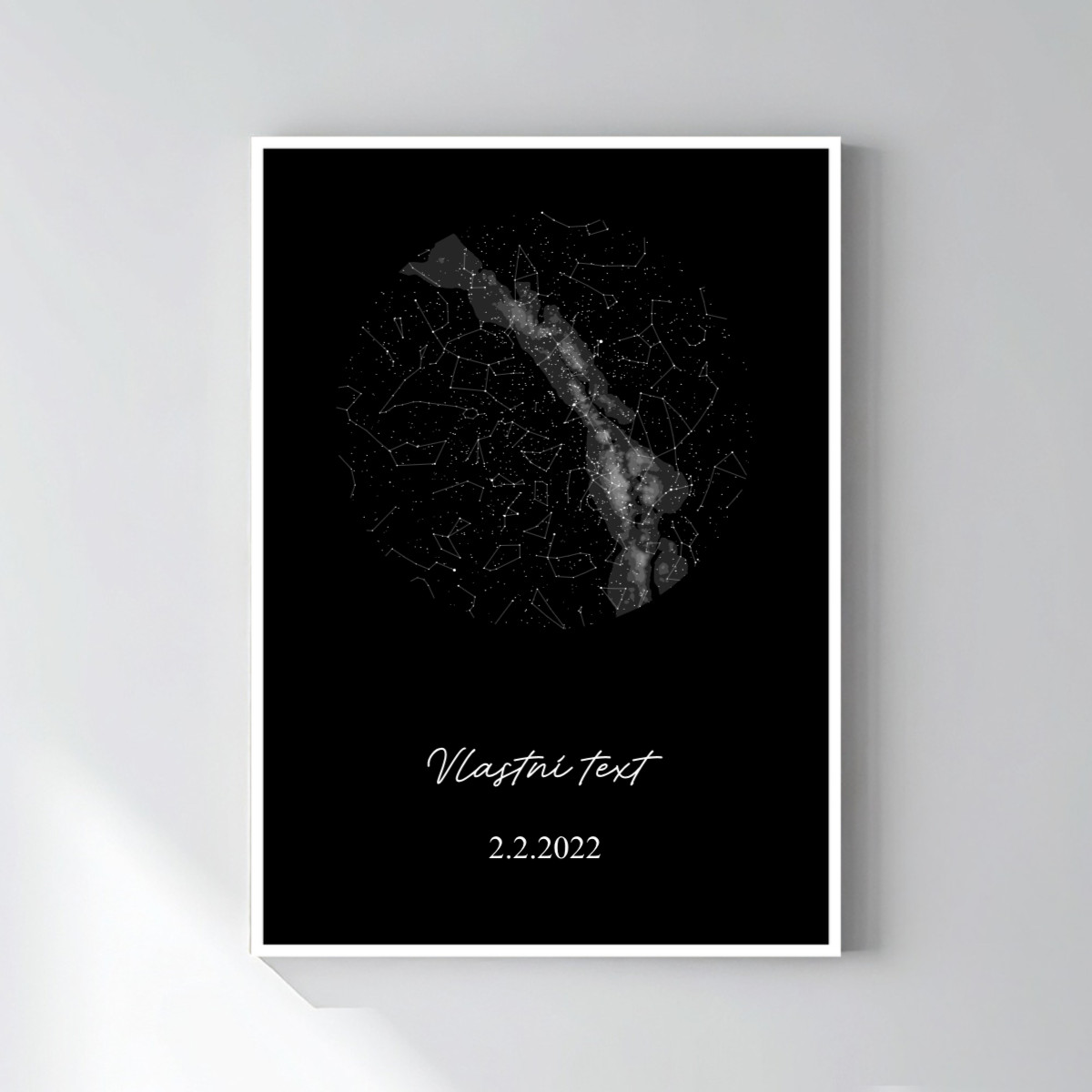 Personalizovaný magický fotoobraz v rámu - 50x70 - hvězdná mapa