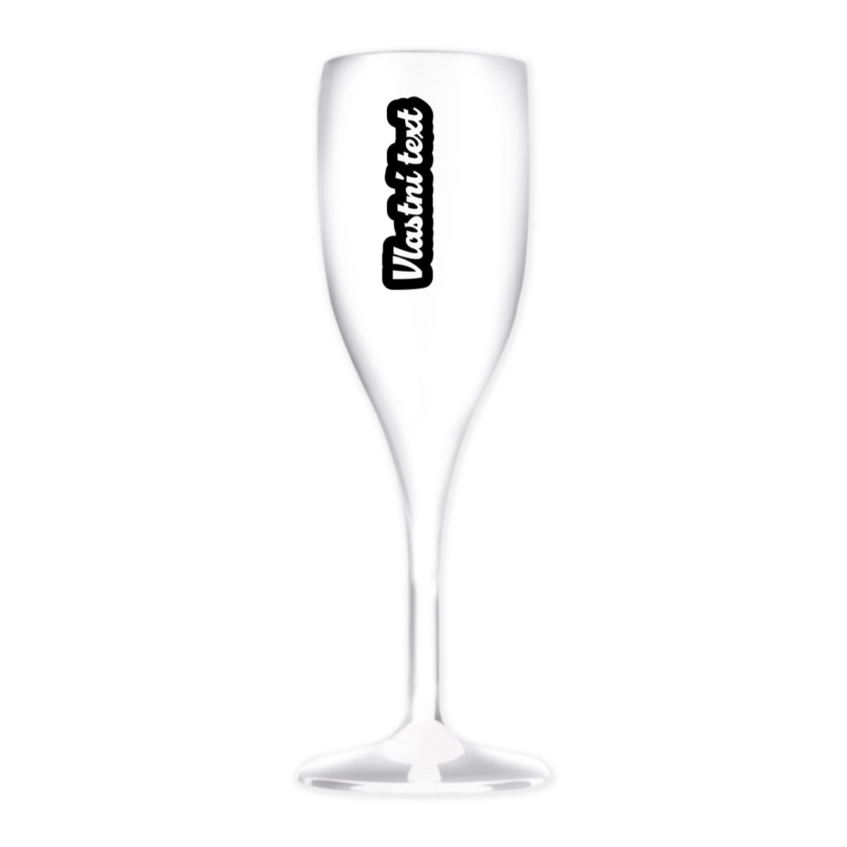 Personalizovaná nerozbitná pohár na prosecco s vlastným textom a obrysom