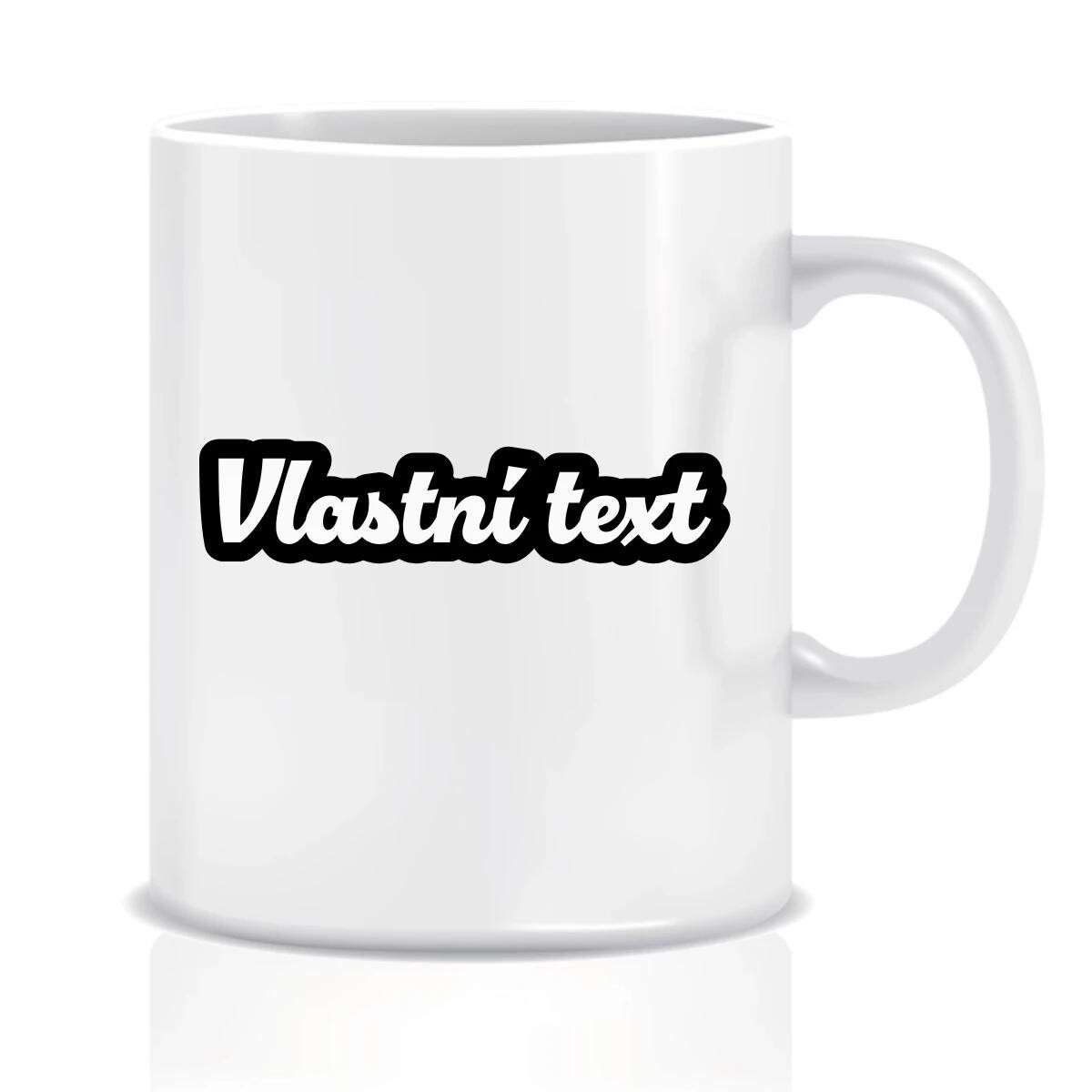 Personalizovaný klasický biely keramický hrnček s objemom 300 ml s vlastným textom v obryse
