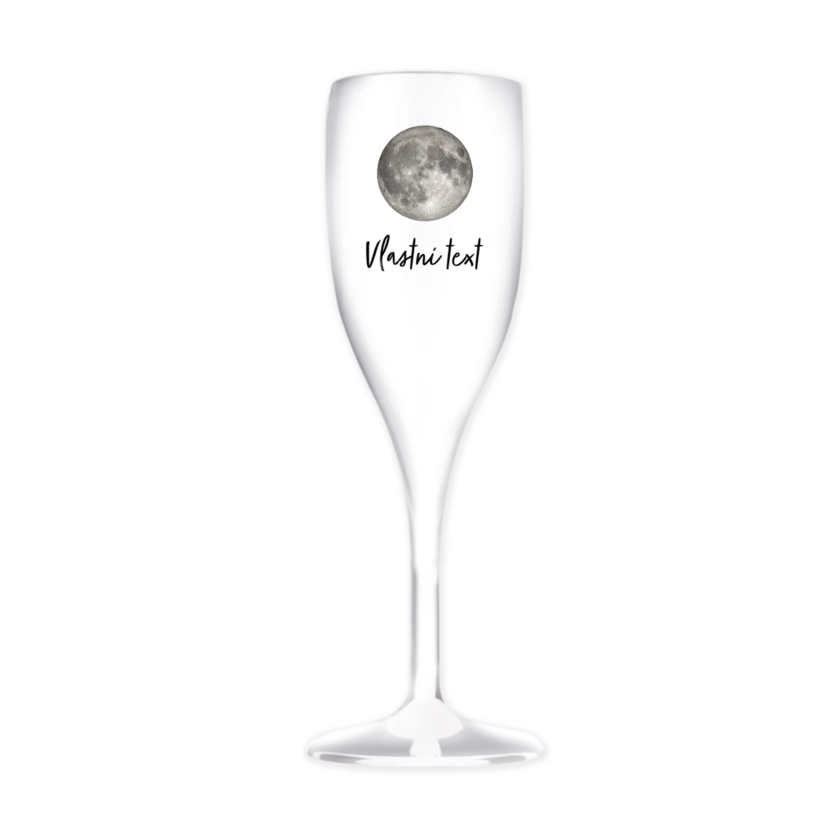 Personalizovaná nerozbitná prosecco sklenice s měsíční fází