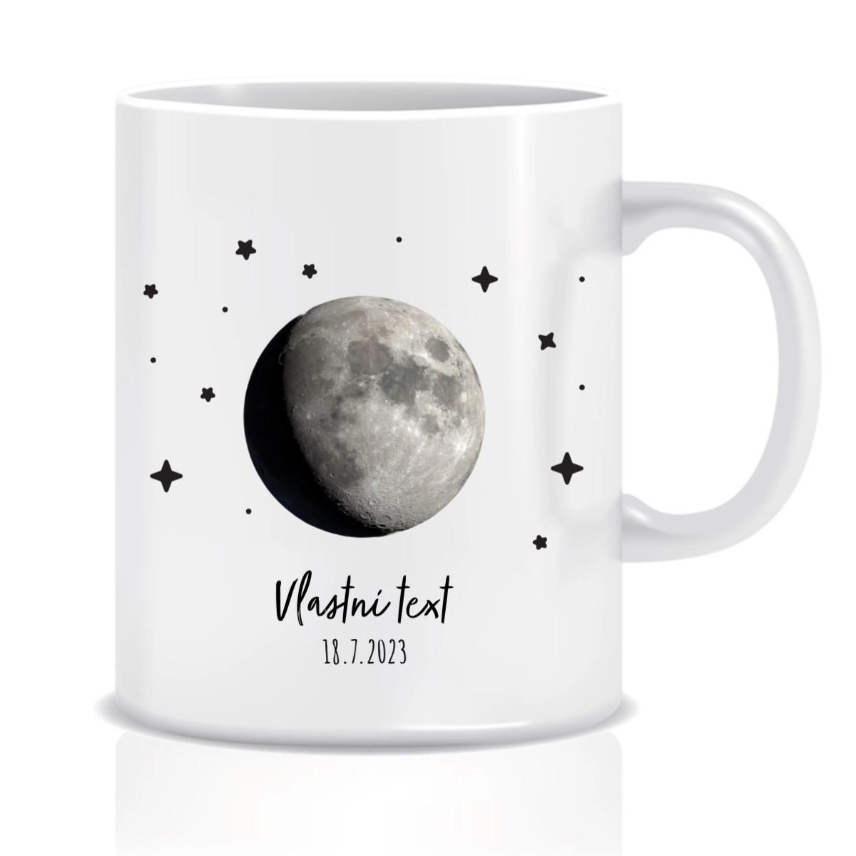 Personalizovaný klasický bílý keramický hrníček 300 ml s měsíční fází