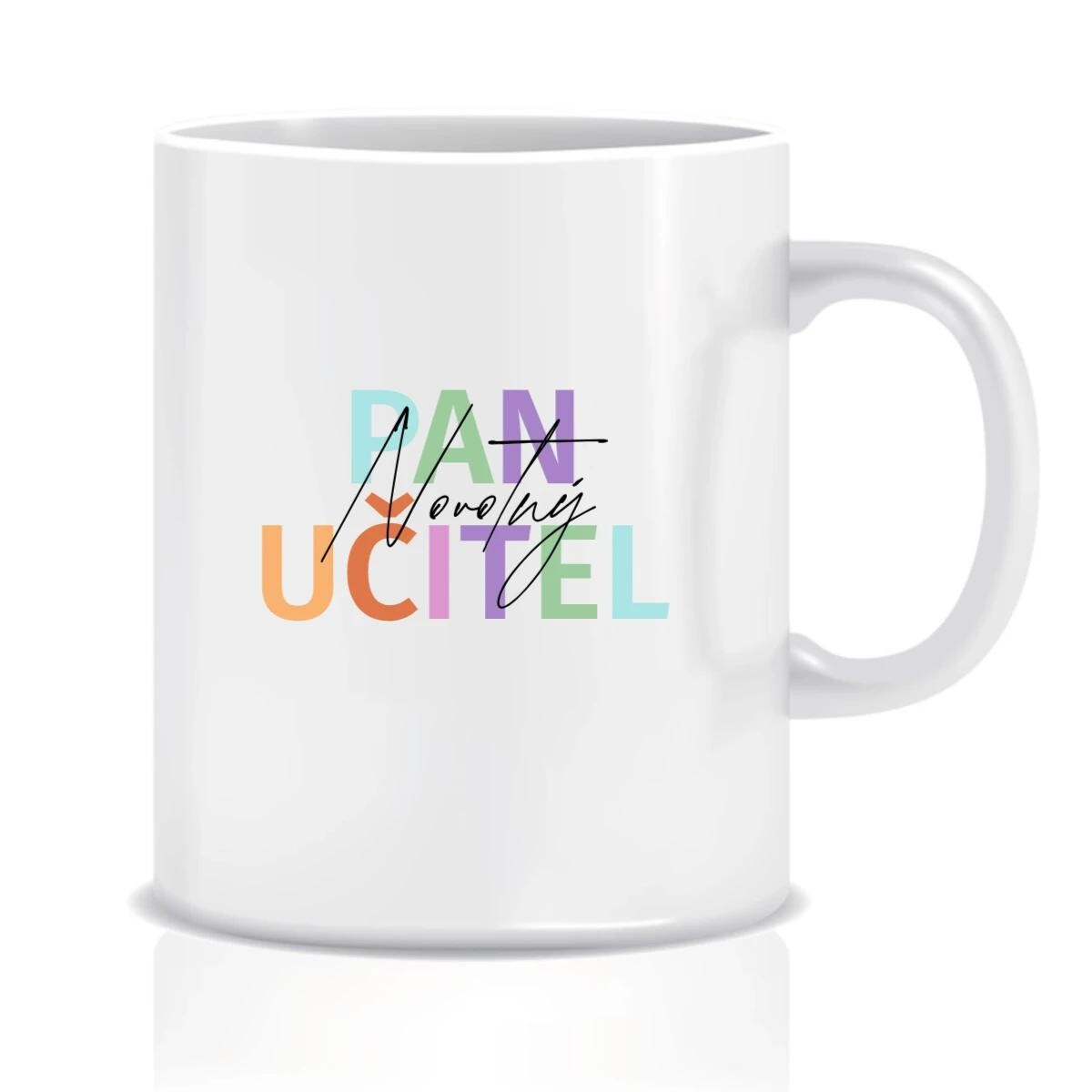 Personalizovaný klasický biely keramický hrnček s objemom 300 ml pre pani učiteľku/pána učiteľa