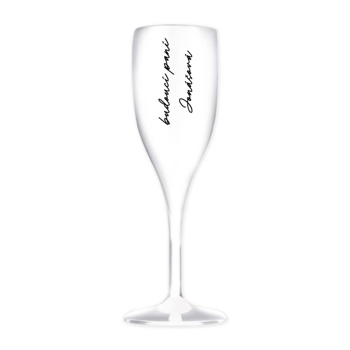 Personalizovaná nerozbitná pohár na prosecco – budúca nevesta