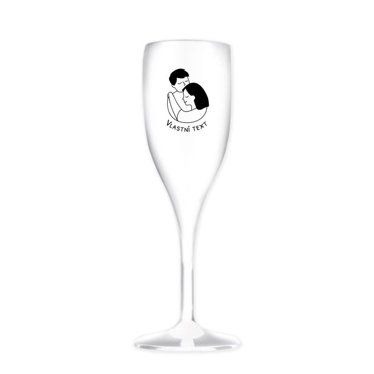 Personalizovaná nerozbitná prosecco sklenice - pár v objetí