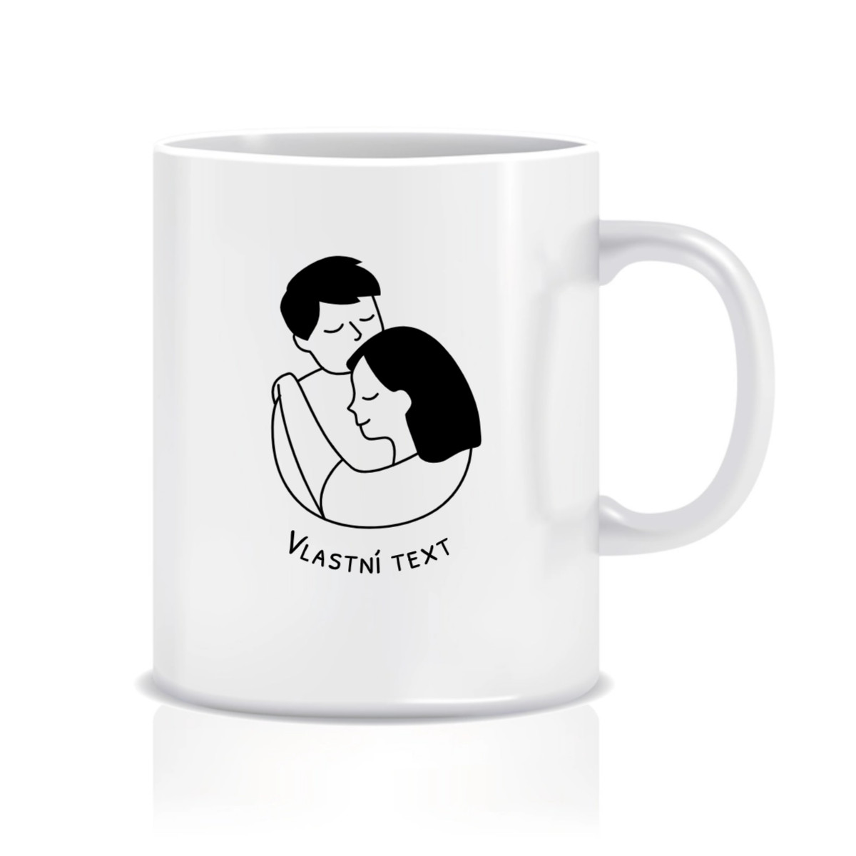 Personalizovaný klasický bílý hrníček 300 ml - pár v objetí