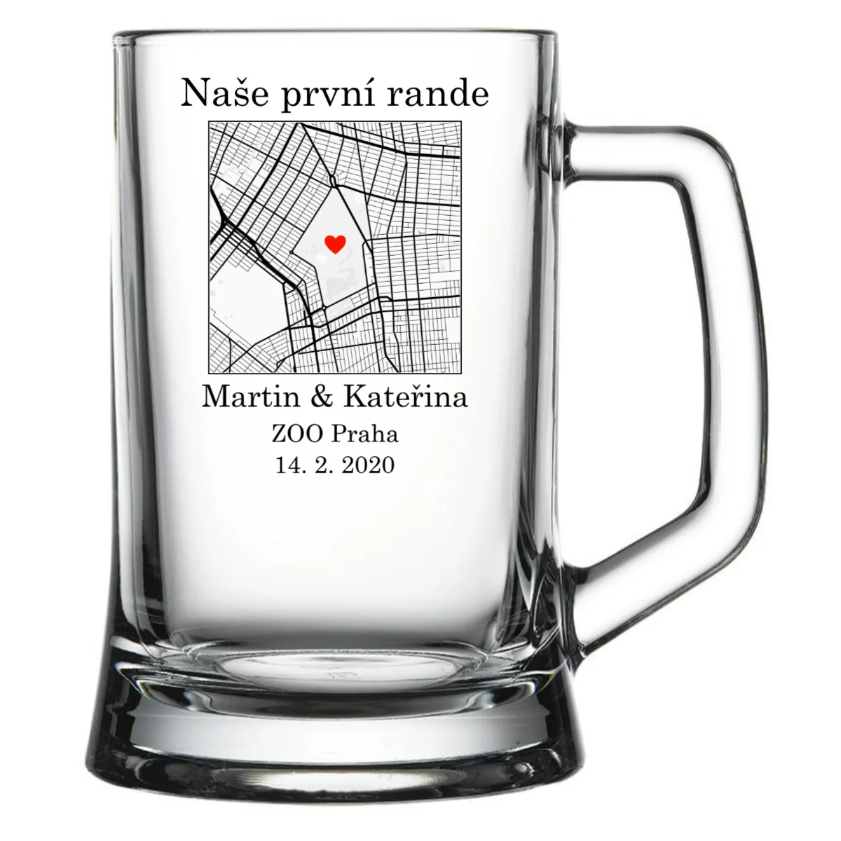 Personalizovaná pivní sklenice s mapou