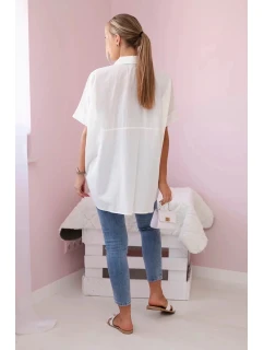 Bavlněná košile s krátkým rukávem model 20724697 ecru - Kesi