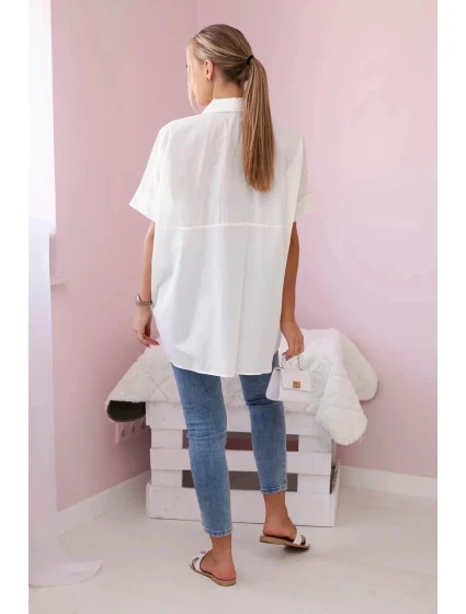 Bavlněná košile s krátkým rukávem model 20724697 ecru - Kesi