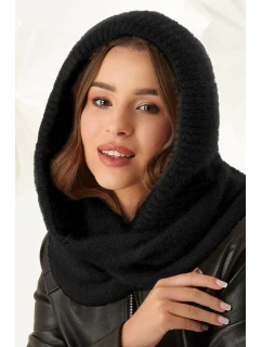 Dámská komínová šála s kapucí 48-495 Černá - AJS