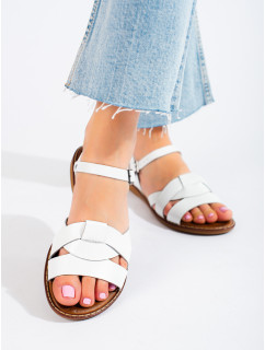 Pohodlné  sandály bílé dámské bez podpatku