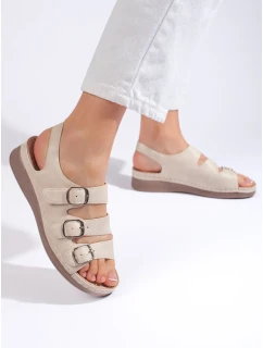 Praktické  sandály hnědé dámské na klínku