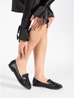 Trendy  mokasíny dámské černé bez podpatku