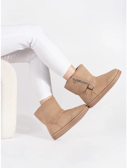 Krásné dámské Jasnobeżowy  sněhule bez podpatku