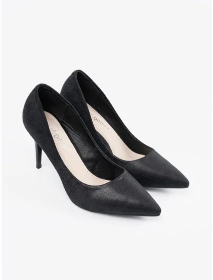 Pěkné dámské  lodičky černé na jehlovém podpatku